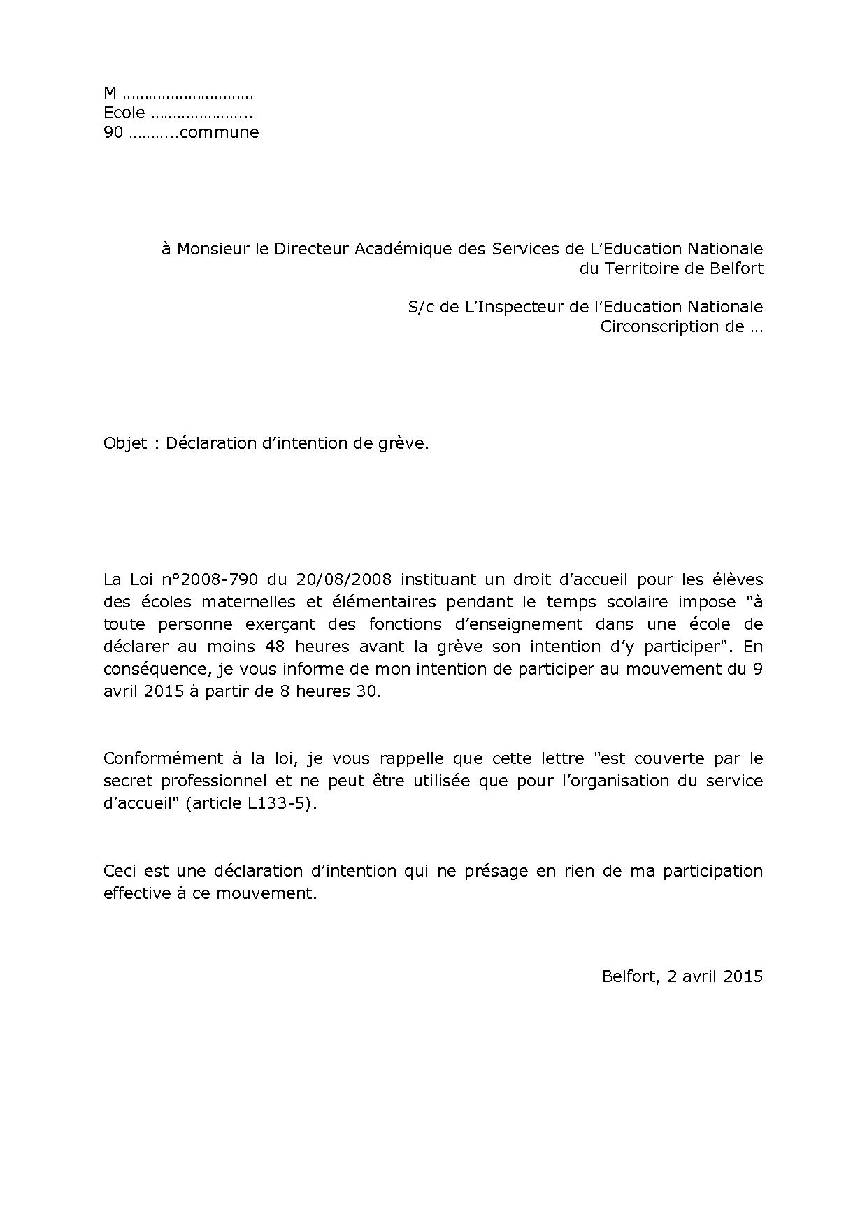 modele lettre greve parents